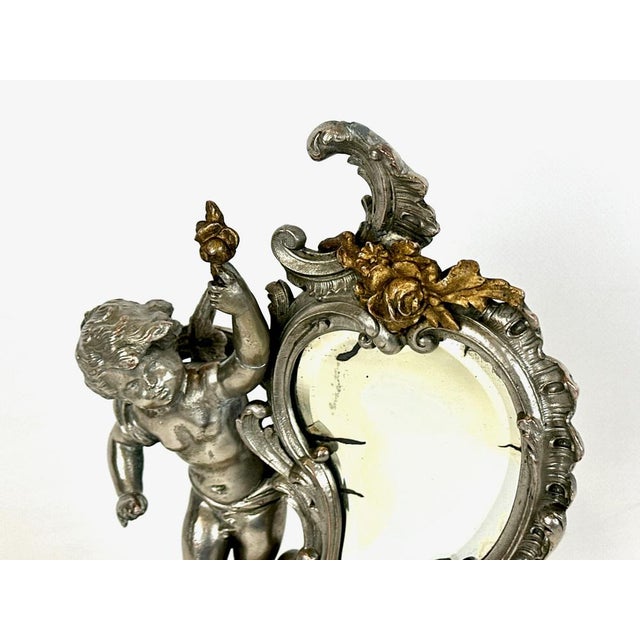 French Louis XV Style Table Mirror with Cherub, 19th Century For Sale - Image 10 of 15
