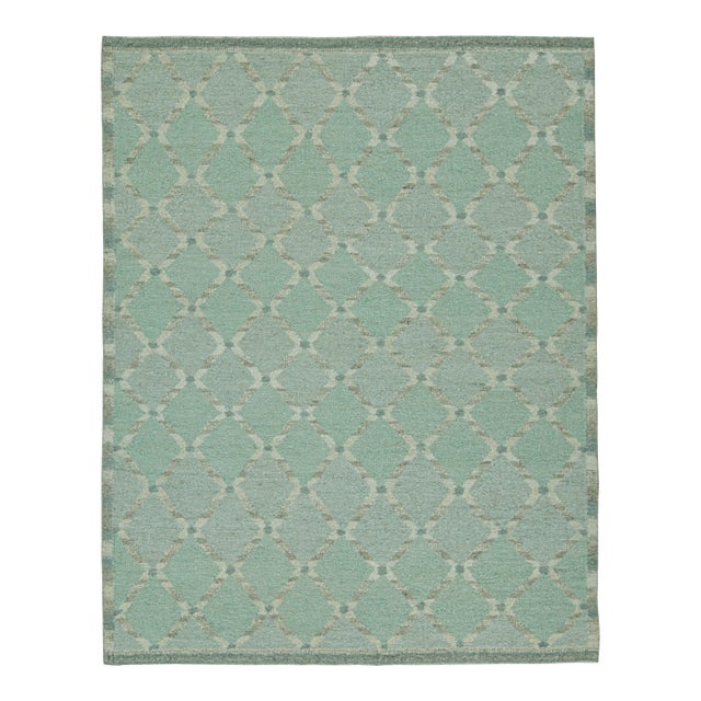 2010s Rug & Kilim’s Scandinavian Style Kilim in Blue & Gray Geometric Patterns For Sale