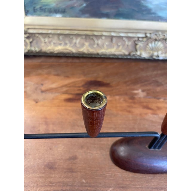 Mid-Century Modern Danish Style 5-Arm Candelabra With Sculptural Wood Base. For Sale In Seattle - Image 6 of 9