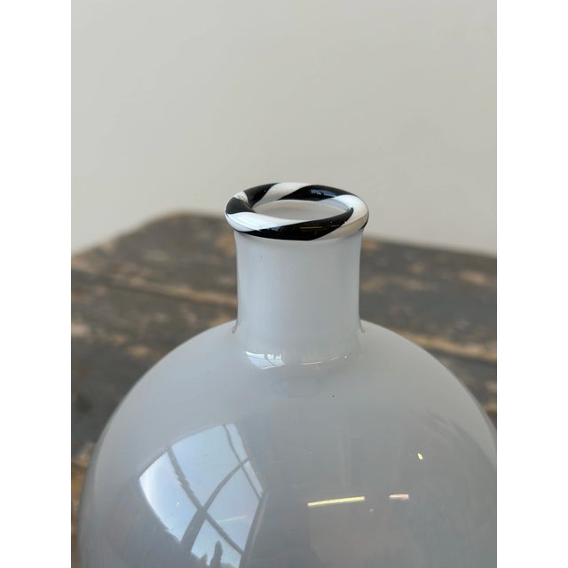 1980s Vintage White + Black Blown Glass Vessel, Circa 1980s For Sale - Image 5 of 9