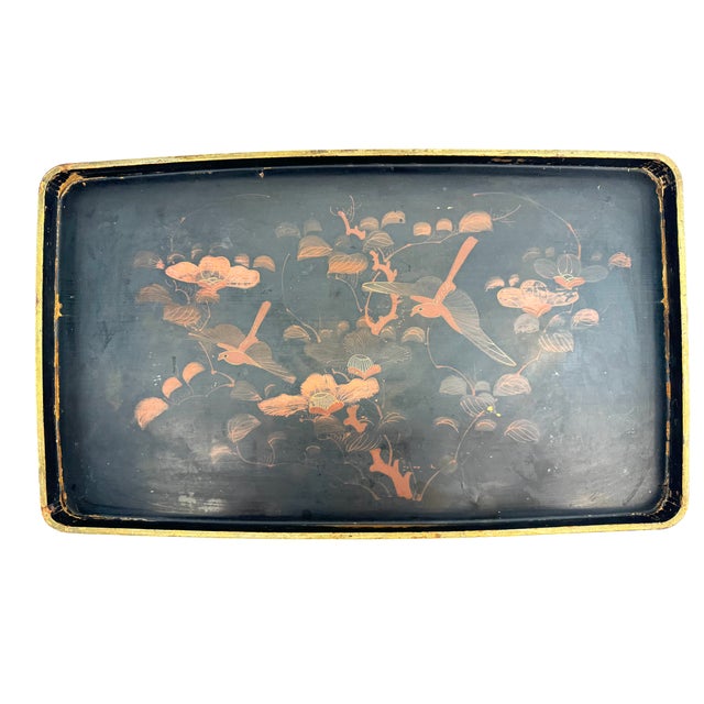 Wood Early 20th Century Elegant Oriental Tray Table on a Bamboo Stand For Sale - Image 7 of 11