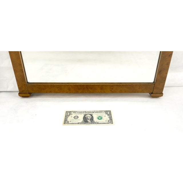 Late 20th Century Pair of Hollywood Regency Burl Wood 33x55 Rectangle Wall Mirrors MINT For Sale - Image 5 of 10