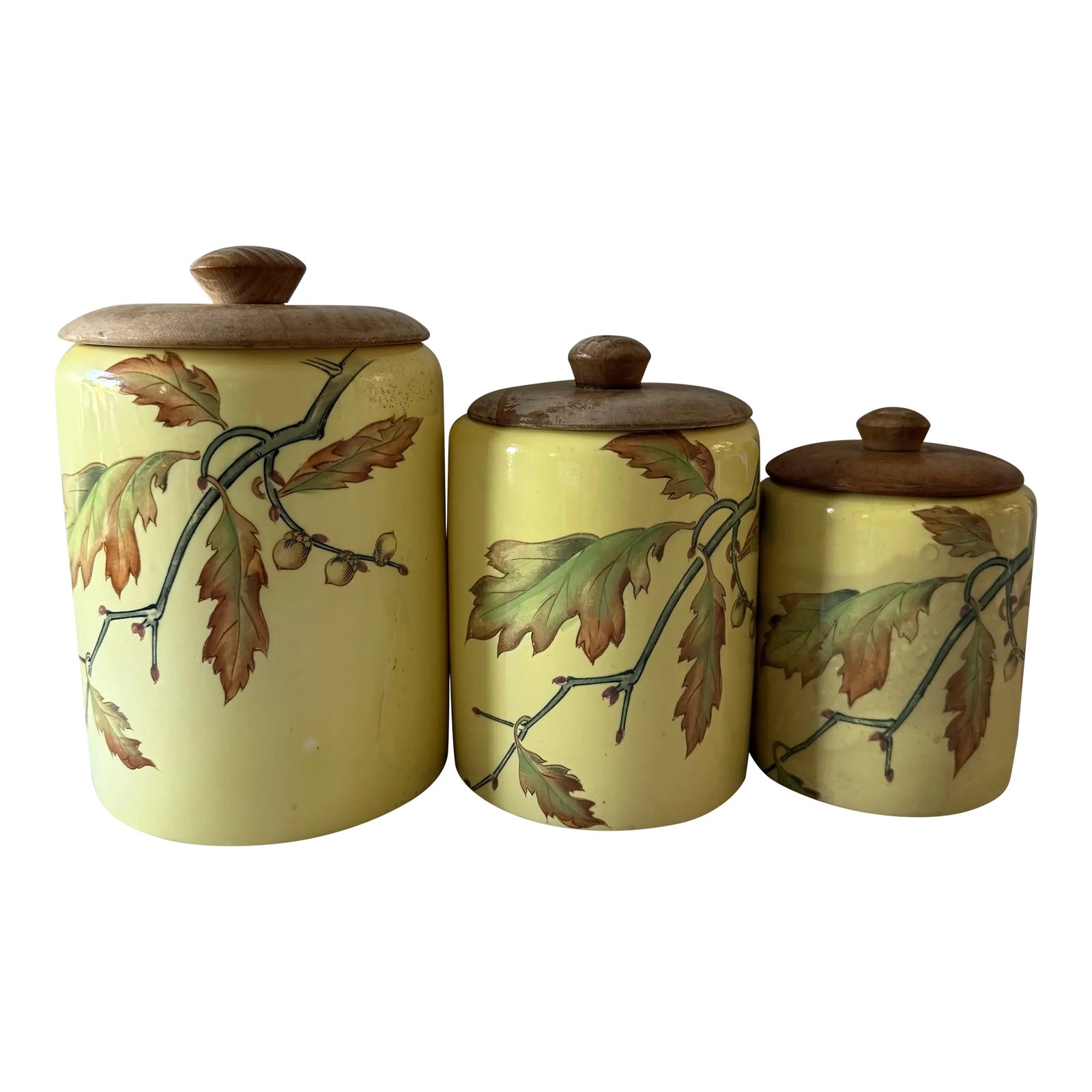 Set of 3 Mid Century Graduated Ceramic Canisters | Chairish