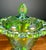 American Colony Harvest Carnival Green Glass Footed Candy Dish & Lid For Sale - Image 3 of 8