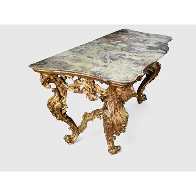Mid 18th Century Italian Giltwood Console Table with Marble Top, 1750 For Sale - Image 5 of 13