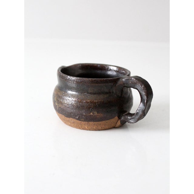 Brown Vintage Studio Pottery Creamer For Sale - Image 8 of 11