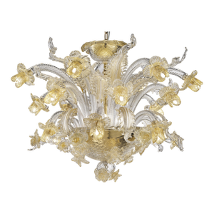 Venetian Floreal Luxury Gold Muarno Glass Chandelier