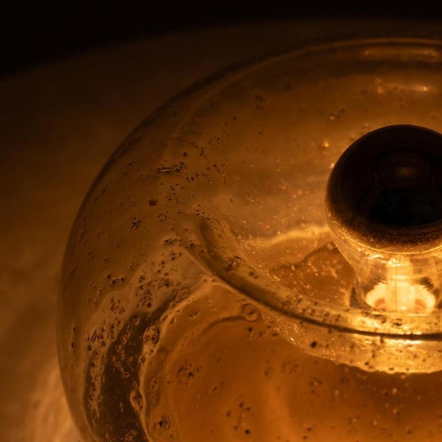 Metal Brass and Glass Flush Mount attributed to Doria Leuchten, Germany, 1970s For Sale - Image 7 of 18