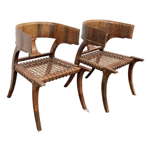 Lizard Wrapped Klismos Dining Chairs, Pair For Sale