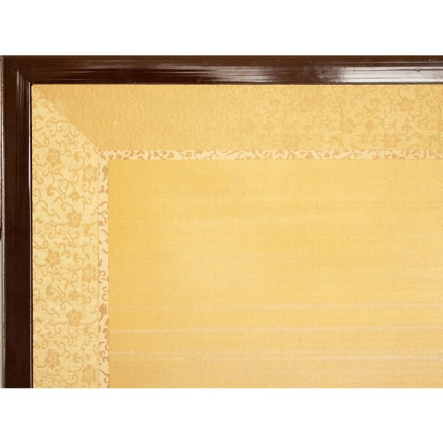 "Tit and Chrysanthemums", Showa Era Japanese Painted Silk Bybu Screen For Sale - Image 14 of 18