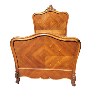 Antique French Louis XV Twin Size Bed Walnut