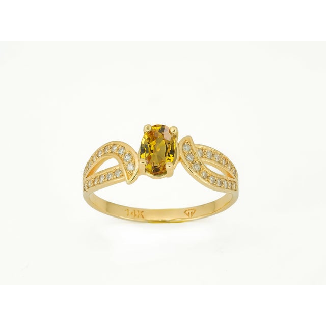 Metal Yellow Sapphire 14k Gold Ring For Sale - Image 7 of 7