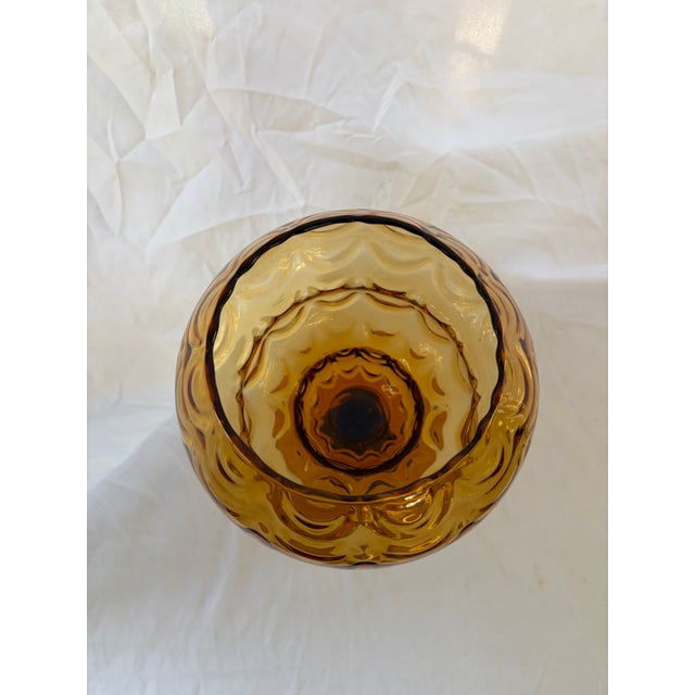 1960s Empoli Italian Vintage Art Amber Art Bowl With Pedestal For Sale - Image 5 of 5