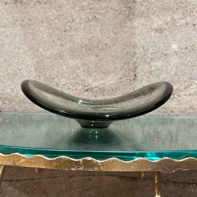 Modern 1990s Studio Art Glass Bowl Sculptural Pedestal Dish For Sale - Image 3 of 11