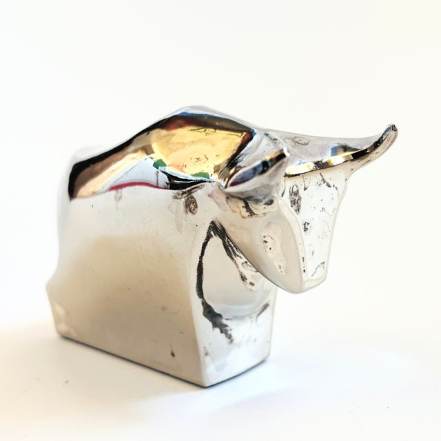 Mid 20th Century Dansk Silver Plated Bull Figurine For Sale - Image 5 of 8