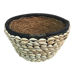 African Cowry Shell Basket For Sale