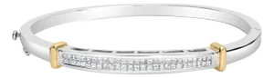 14K Two-Toned Gold Princess Cut Diamond Fashion Bangle (1 cttw, H-I Color, SI1-SI2 Clarity)