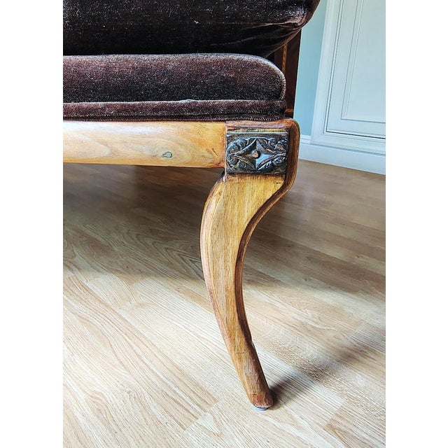 2000 - 2009 Klismos Chaise in Brown Mohair For Sale - Image 5 of 16