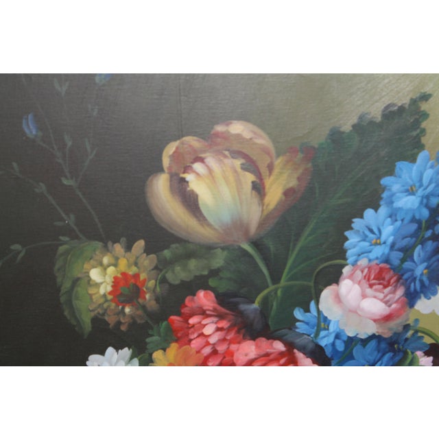 Mid 20th Century Vintage Floral Still Life Oil Painting on Canvas, 32” X 44” For Sale - Image 5 of 8