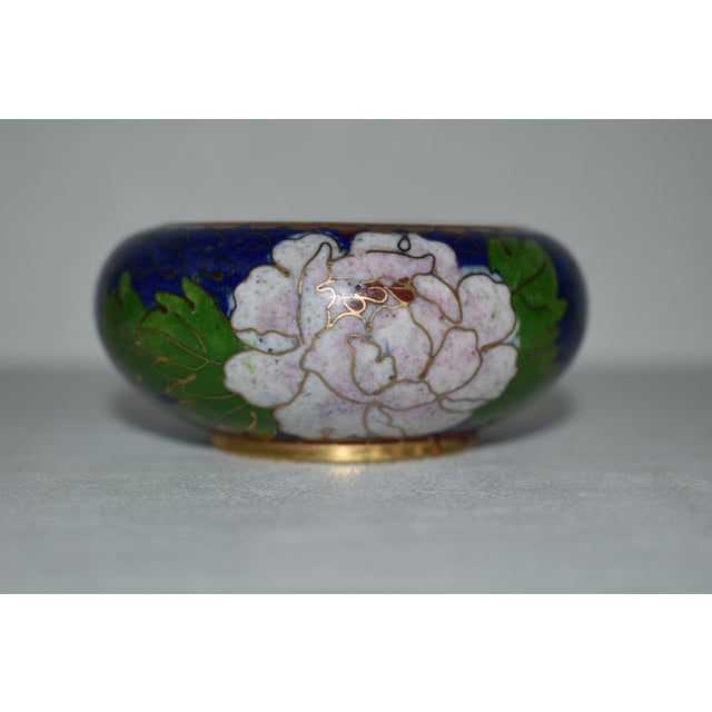 Metal Vintage Chinese Mini Cloisonné' Bowl W/Floral Details For Sale - Image 7 of 11