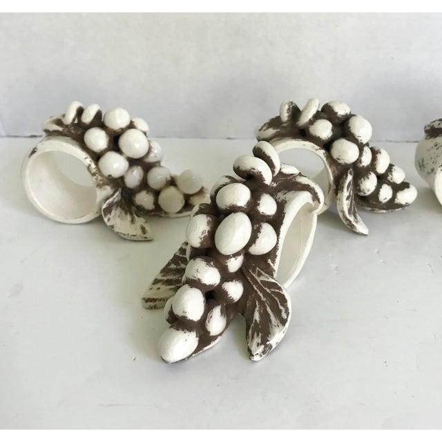 Vintage Pottery Grape Napkin Rings - Set of 6 For Sale - Image 4 of 8