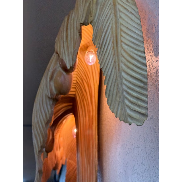 Vintage Hollywood Regency Carved Wood Palm Tree Floor Lamp For Sale - Image 4 of 9