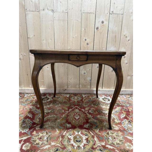 Louis XV Style Leather Game Table For Sale - Image 3 of 7