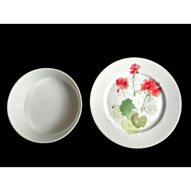 Offered is a set of Geranium by Block Spal porcelain salad plates and bowls made in Portugal in the 1980s. These are part...