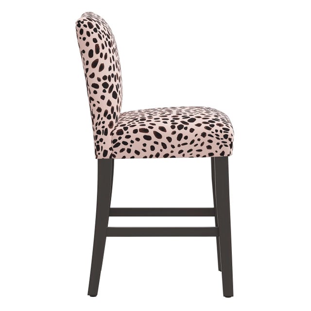 Transitional Chelsea Counter Stool in Pink Black Washed Cheetah For Sale - Image 3 of 8