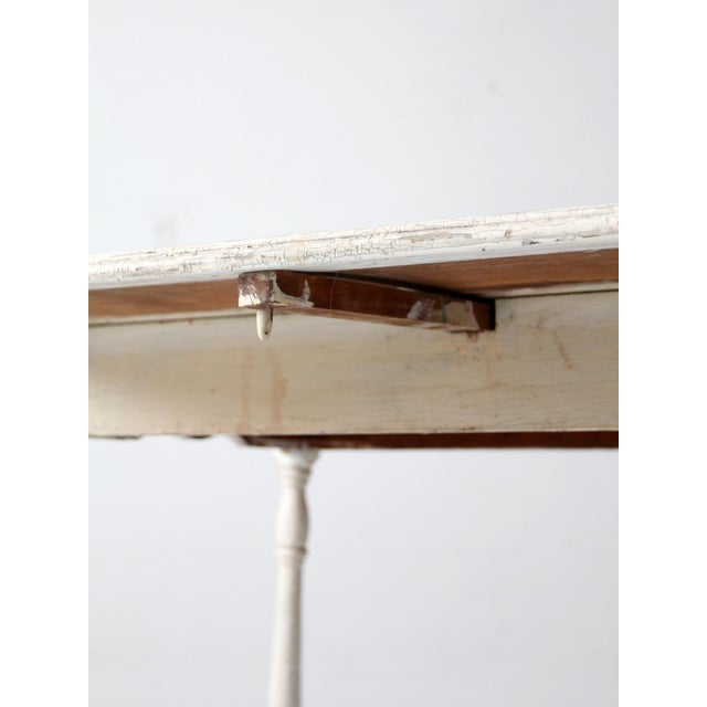 Farmhouse Antique White Painted Drop Leaf Farmhouse Table For Sale - Image 3 of 18