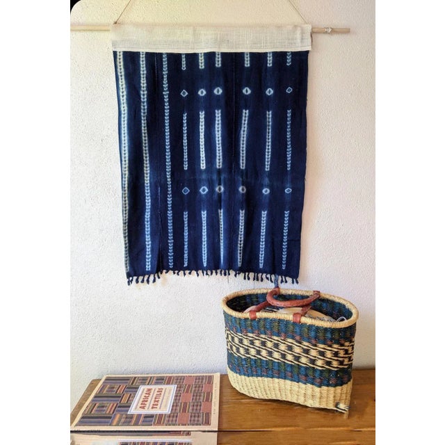 Blue Fine Indigo Cloth - Mossi Tribe Burkina Faso 58" H by 41" W For Sale - Image 8 of 8