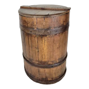 Antique Rustic Wooden Barrel With the Original Iron Bindings From England