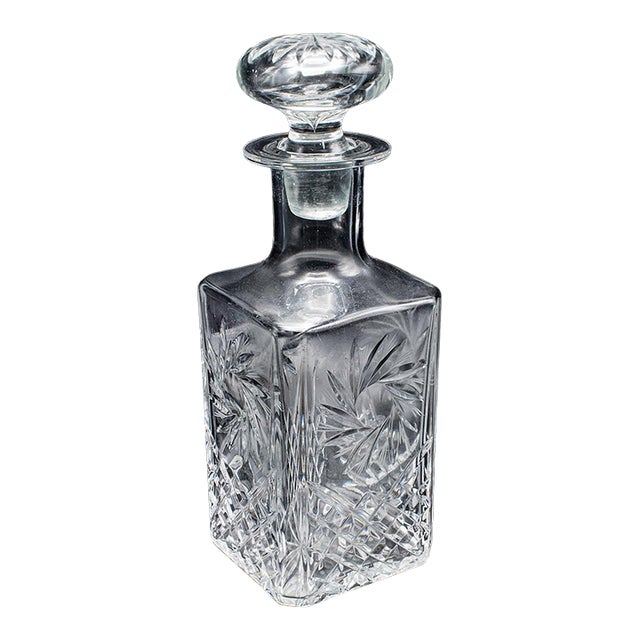 Vintage Whiskey Decanter, English, Cut Glass, Scotch, Brandy, Spirits, c.1975 For Sale