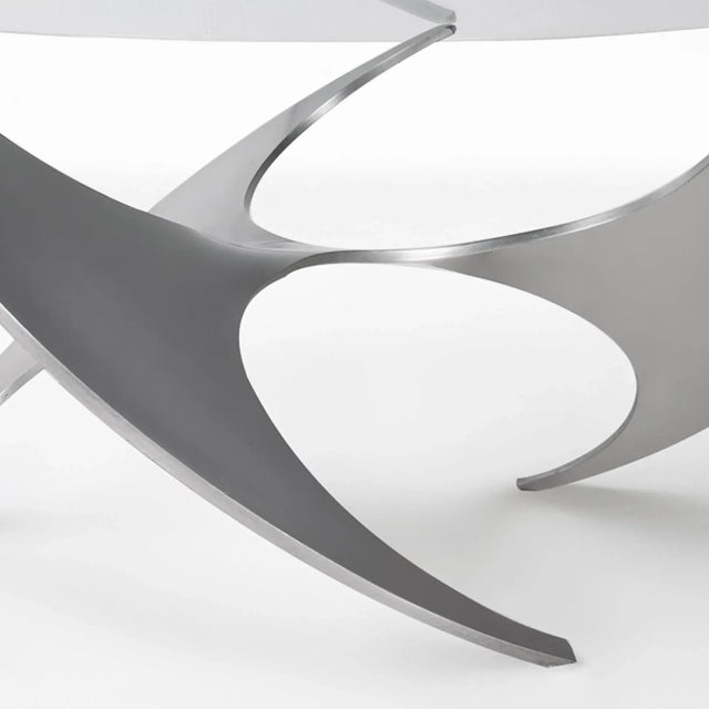 1960s Vintage Aluminium and Glass Propeller Coffee Table attributed to Knut Hesterberg for Ronald Schmitt, 1960s For Sale - Image 5 of 7