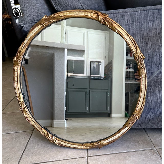 1930s Round French Rococo Style Giltwood Wall Mirror For Sale - Image 17 of 17