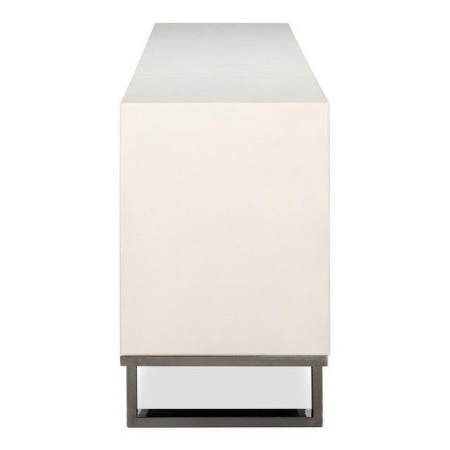 Contemporary Credenza, 94" - Embossed White Leather on Iron Base For Sale - Image 4 of 11