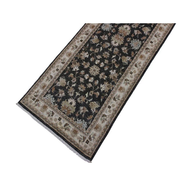 Contemporary 1990s Boho Chic Gray/Ivory Hand-Knotted Wool Rug - 2'7 X 8'2 For Sale - Image 3 of 8