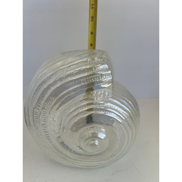 Large Vintage Nautilus Shell Glass Sculpture, 9" Hand Blown Art Glass For Sale - Image 16 of 18