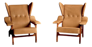 Vintage Italian Lounge Chairs in Cognac Leather by Camo, 1950s, Set of 2