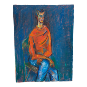"Man in Red and Blue" Mid 20th Century Portrait Dated 1959