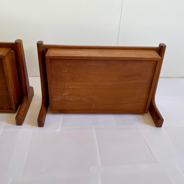 Wood A Pair of Mid Century Floating Teak Night Stands Mid Century Danish For Sale - Image 7 of 9