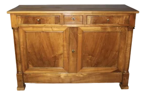 Empire Sideboard with Half Columns in Walnut, 19th Century