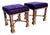 Pair of English Aesthetic Movement Walnut X-Frame Stools With Turned Legs and Purple Velvet Upholstery, Late 19th Century For Sale