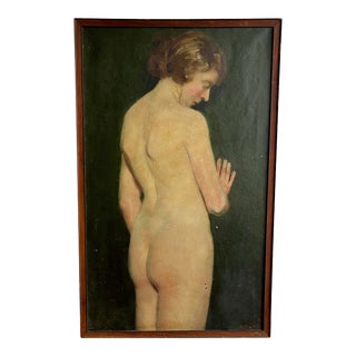 Vintage Oil Painting on Canvas, "Nude" Signed ML Field Terell For Sale