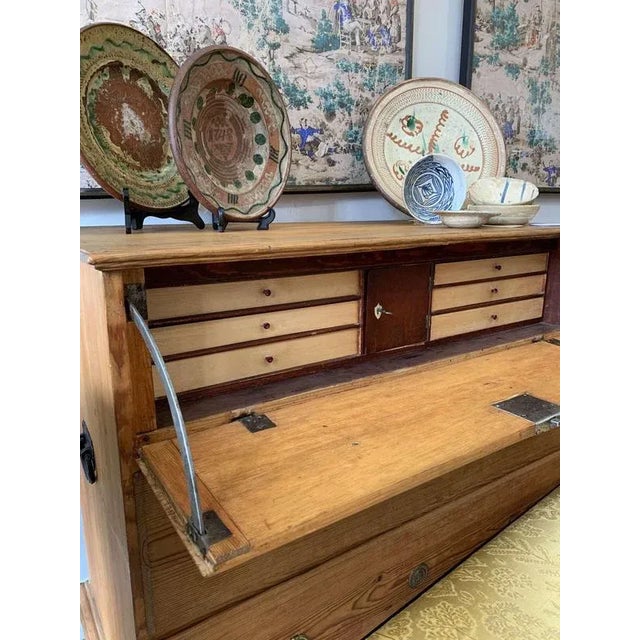 Swedish Pine Secretaire with Iron Side Handles For Sale - Image 11 of 18