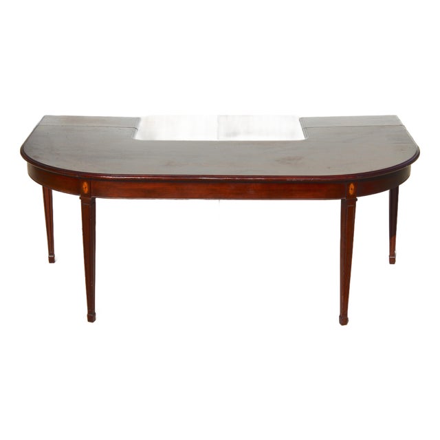 Vintage Myrtle Desk Co. Georgian Style Mahogany Curved Hunt Table / Executive Desk For Sale