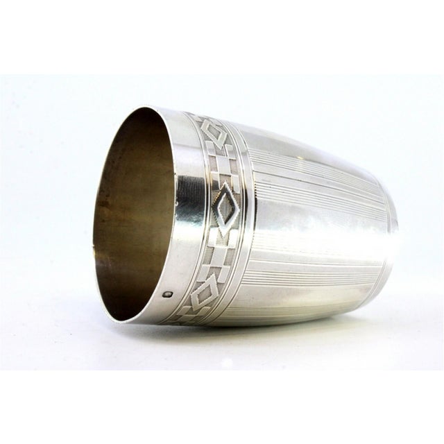 Silver Cup with Greek Friezes and Raised Top Bands For Sale - Image 4 of 8