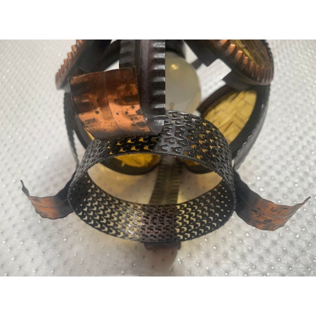 Vintage Hanging Lamp in Metal and Copper with Honey Glass, 1970s For Sale - Image 12 of 18