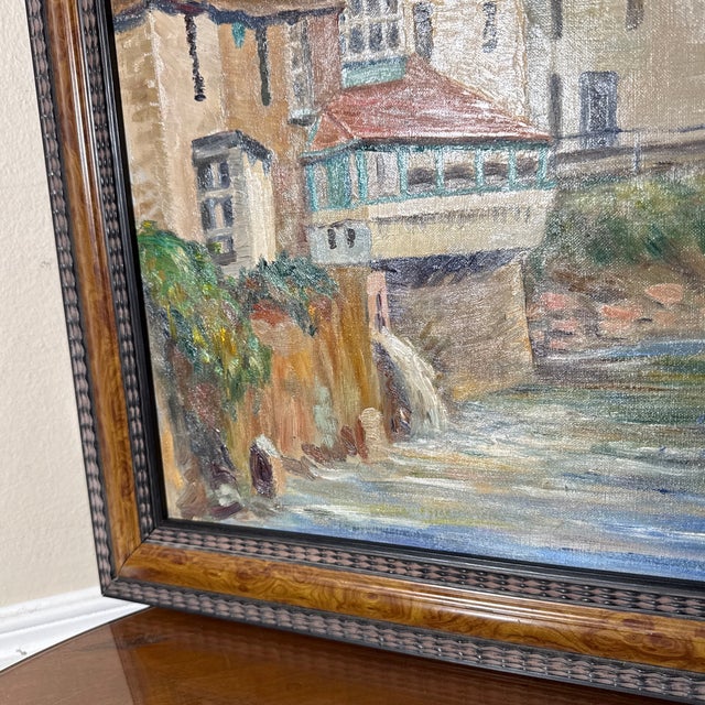 Vintage European Street Painting Framed and Signed For Sale In Atlanta - Image 6 of 12