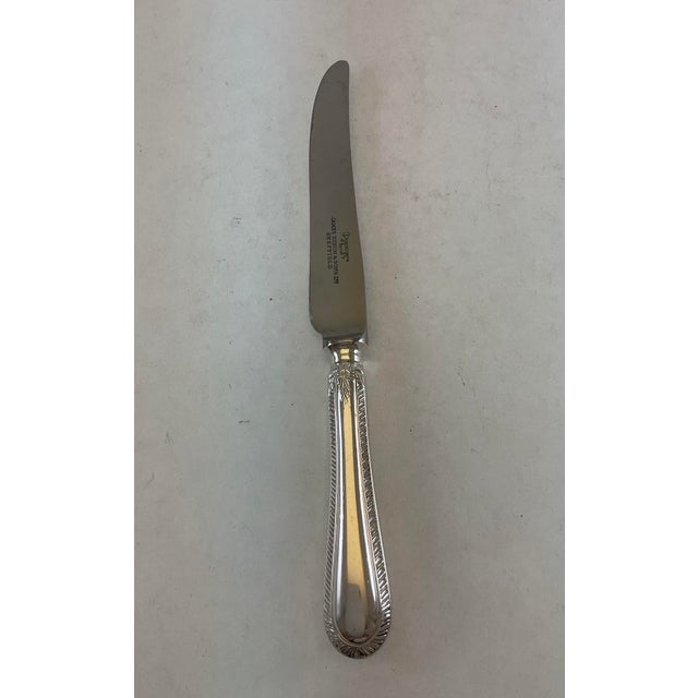 English 1980s Silver Dessert/ Knife, Feather Edge. For Sale - Image 3 of 10